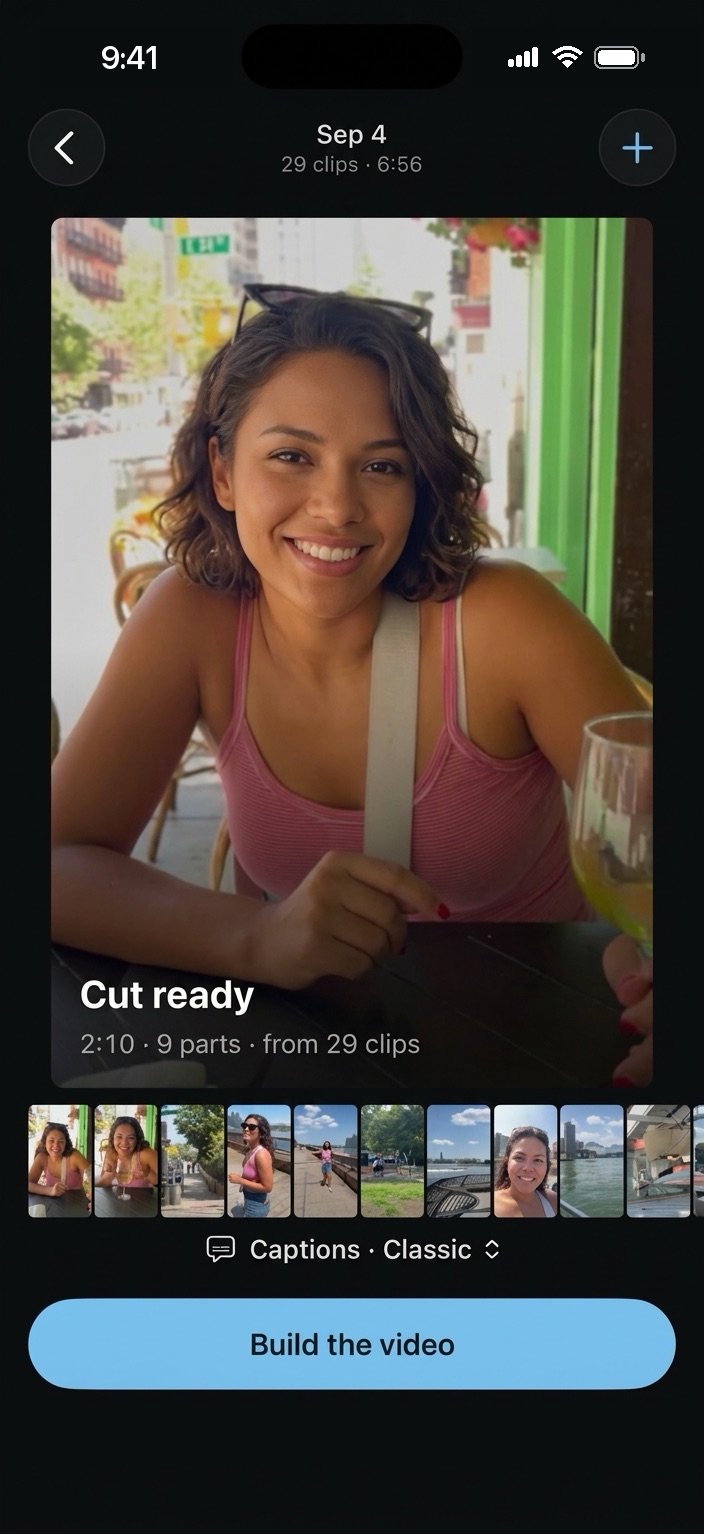 The Cut ready screen with the Build the video button